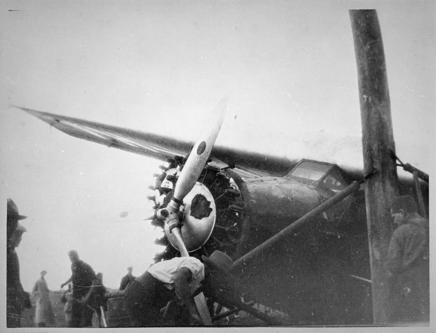 Damaged Southern Cross Aircraft, Milson Airport