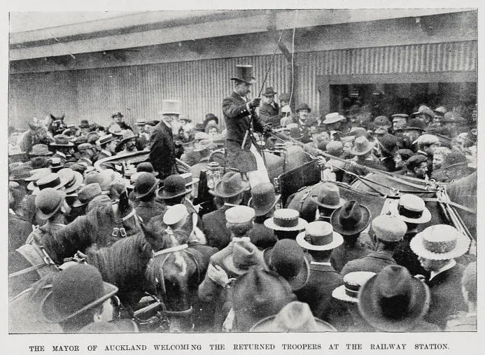 New Zealand's welcome to the returned troopers from South Africa by the Tongariro