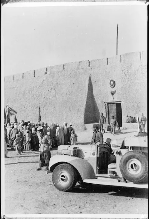 Scene at Traghen which surrendered to NZ, English and French patrols