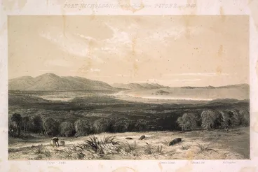 Image: Port Nicholson, from the hills above Pitone[sic] in 1840.