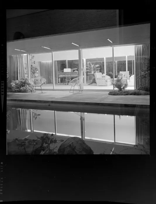 View from the courtyard into the living room, Littlejohn house, Wellington