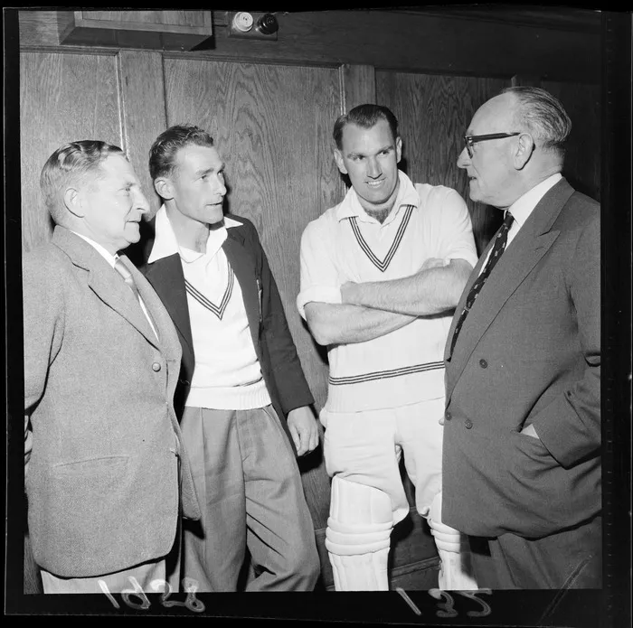 Hon Mr Fox MP, Bert Sutcliffe, John Reid and Mr Phillips