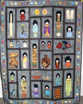 Japanese girls, Fay Davis, Foxton. Pattern by Susan Claire.
