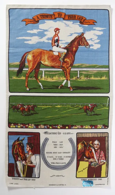 Image: Tea Towel -'A Tribute to Phar Lap', Melbourne, 1986