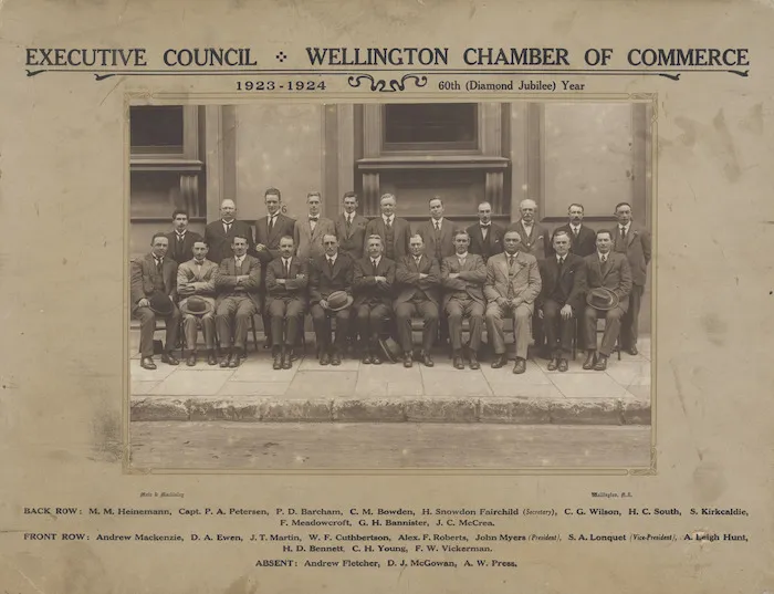 Wellington Chamber of Commerce, executive council - Photograph taken by Muir and Mackinley