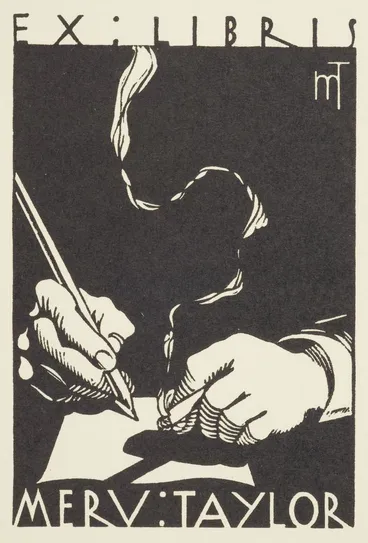 Image: Bookplate: Ex libris Merv. Taylor.