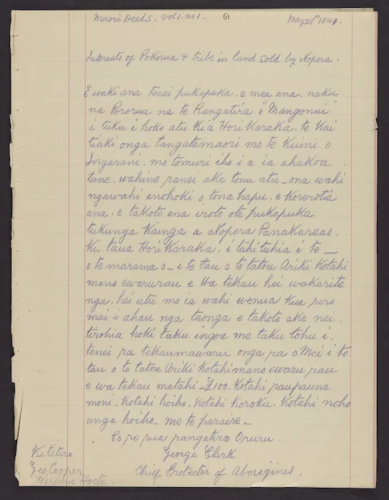Interest of Pokorua and tribe in land sold by Nopera Panakareao, [at Mangonui]