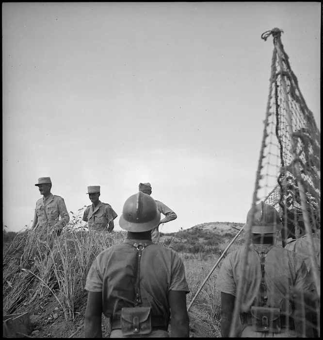 General Phillippe Leclerc and staff on inspection of Free French Chad troops in Tunisia during World War II - Photograph taken by M D Elias