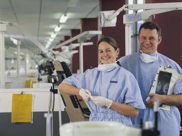 Image: School of Dentistry house surgeon Rachel Walters and postgraduate student Matt Barker