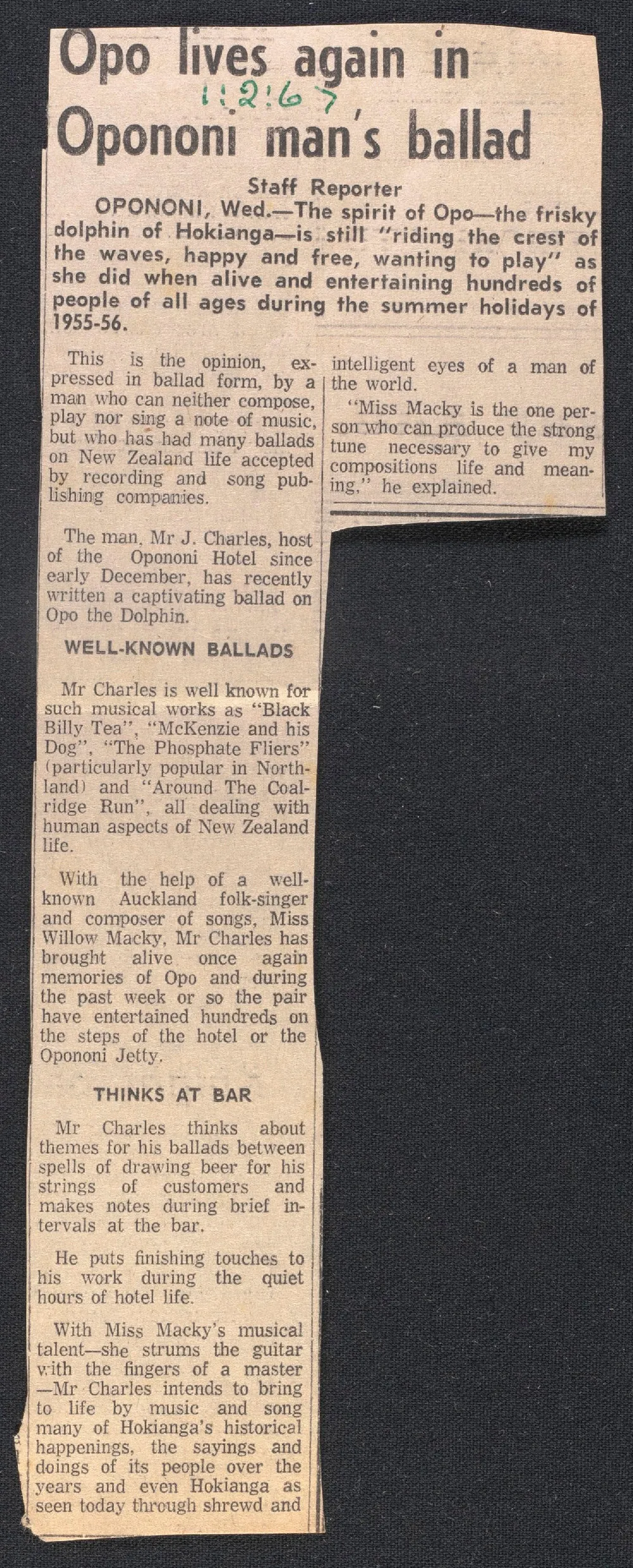 Opo lives again in Opononi man's ballad