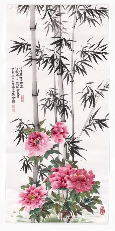 Image: Peonies and Bamboo