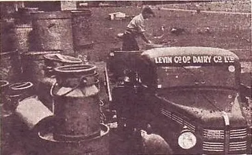 Image: Levin Dairy Co milk cans 1949
