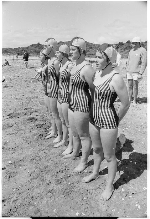 Women's team, surf life saving carnival, Paekakariki, New Zealand.