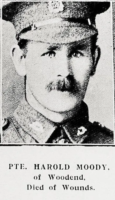 Pte Harold Moody of Woodend, died of wounds