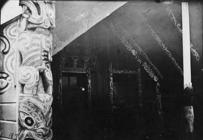Porch of Kahuranaki meeting house at Te Hauke