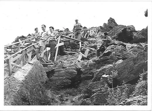 A railway to bring heavy items up the hill