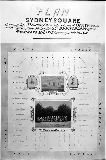 Image: Plan of oak trees planted in Sydney Square [ Steele Park ] in Hamilton East