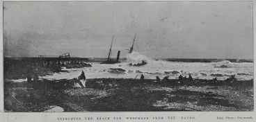 Image: Searching the beach for wreckage from the Taupo