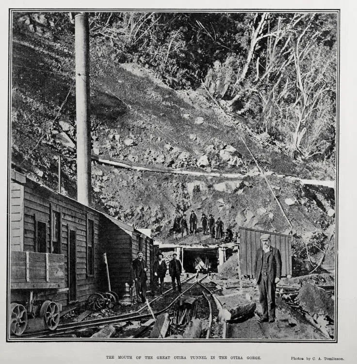 THE MOUTH OF THE GREAT OTIRA TUNNEL IN THE OTIRA GORGE