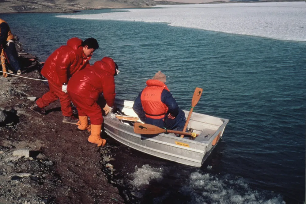 Japanese Antarctic Research Expedition Party Preparing to Cross Vanda Moat