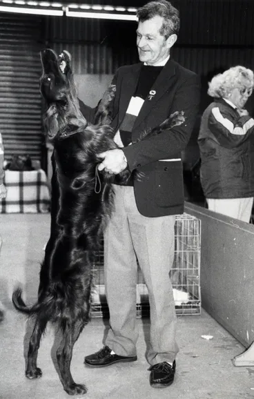 Image: Bill Turnbull, best dressed exhibitor, Tux national dog show