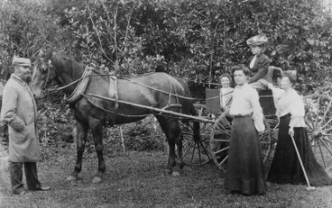 Image: Group with horse and buggy, Māngere, ca 1905