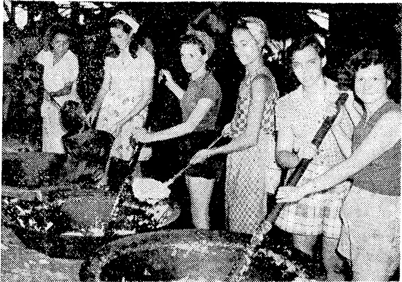 Interior of the communal kitchen at the civilian internees' camp at Macassar, Celebes, where 3500 Dutch women and children, interned by the Japanese, were recently released by Allied forces. (Evening Post, 16 October 1945)