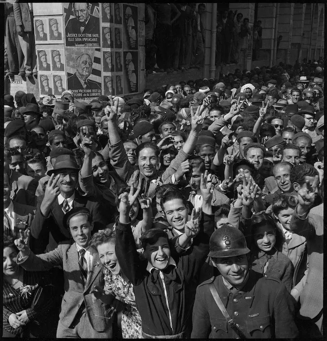 Population of Tunis welcomes 8th Army, World War II - Photograph taken by M D Elias