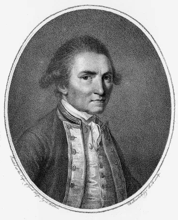 Image: Webber, John, 1751-1793 :Captn. James Cook. F.R.S. Painted at the Cape of Good Hope, by J Webber., F Bartolozzi R. A. sculp. [London] Published as the act directs, June 4th 1784 by J. Webber, 213 Oxford Street