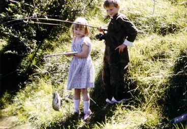 Kids fishing with bait Image: Kids fishing with bait