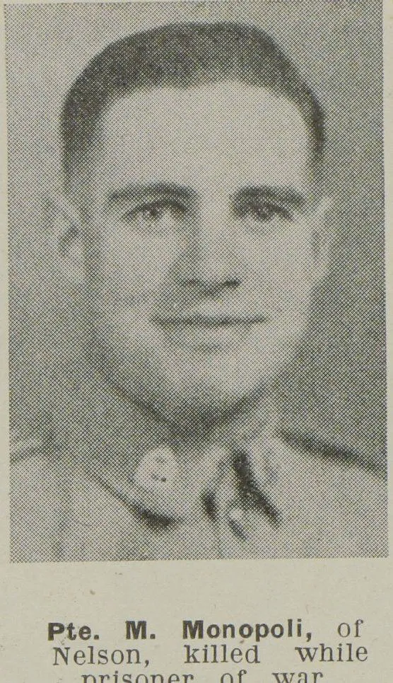 Pte. M. Monopoli, of Nelson, killed while prisoner of war