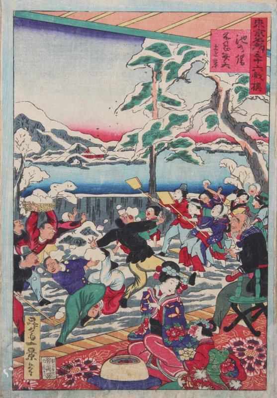 Snow fight, women versus men