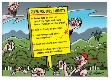 Image: Rules for this campsite. Arrive as late as you can and drive round and round tyres crunching the gravel! Talk as loudly as possible! ... 31 December 2009