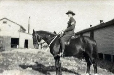 Image: Sergeant Norman Shepherd on a horse, Featherston Camp : digital image