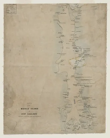 Image: [Creator unknown] :Sketch of the Middle Island of New Zealand [ms map]. Reduced from original Maori sketch made for Mr Halswell. [ca 1841-2].