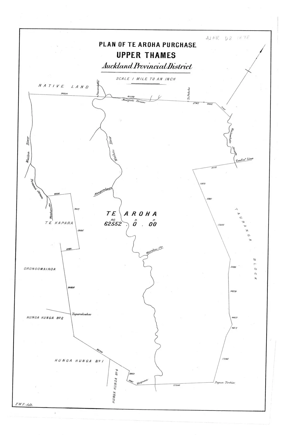 Plan of Te Aroha purchase, Upper Thames, Auckland Provincial District