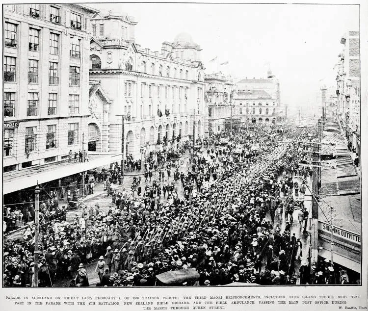 Parade in Auckland on Friday last, February 4, of 1500 trained troops
