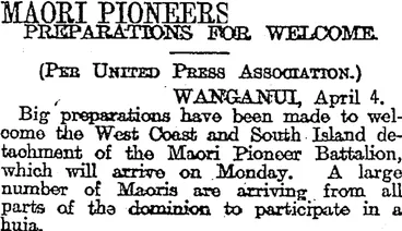 Image: MAORI PIONEERS (Otago Daily Times 5-4-1919)