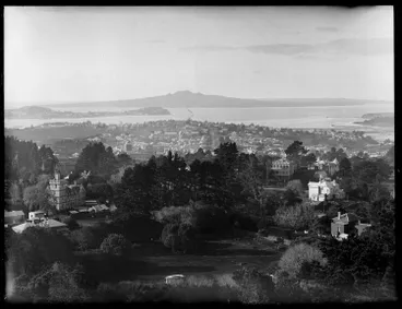 Image: Parnell and Rangitoto from Mount Eden, 1906
