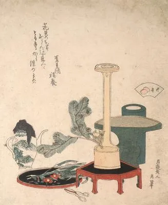 Vases, Trays and Materials for Flower Arrangement; the Flower Shell