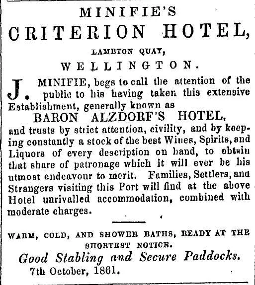 Criterion Hotel Advert 1861