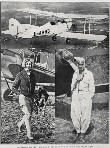 New Zealand girl writes her name on the scroll of fame: Jean Batten's record flight Image: New Zealand girl writes her name on the scroll of fame: Jean Batten's record flight