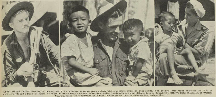 Australian troops and nurses on Bougainville
