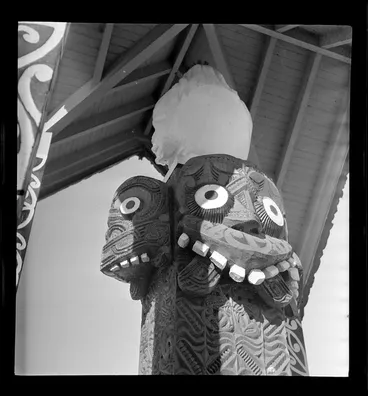 Image: Close-up view of Maori carvings on the Queen Victoria Memorial, Ohinemutu, Rotorua, Bay of Plenty
