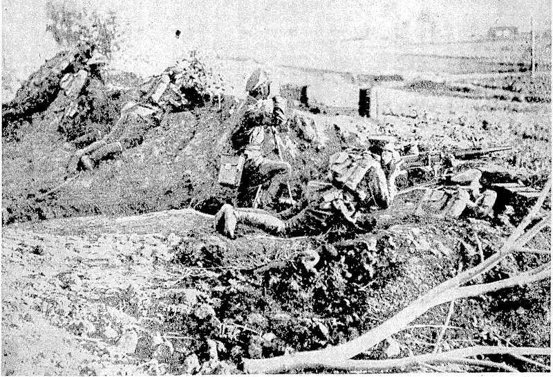 Japanese troops skirmishing along the frontiers of the Japanese-controlled State of Manchuhio. (Evening Post, 29 July 1937)