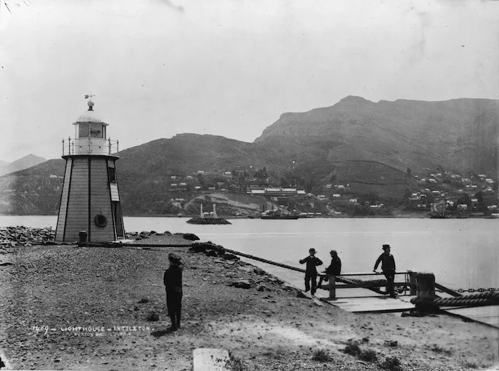 Boys near the lighthouse in Lyttelton harbour