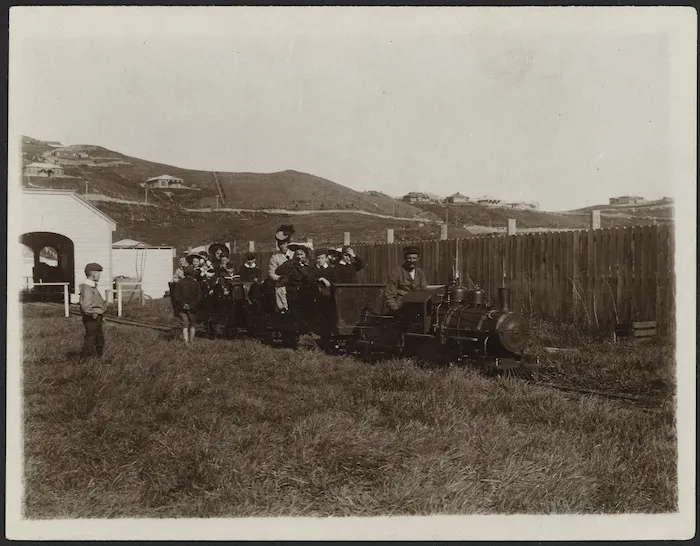 Children having a train ride,"Wonderland" amusement park, Miramar