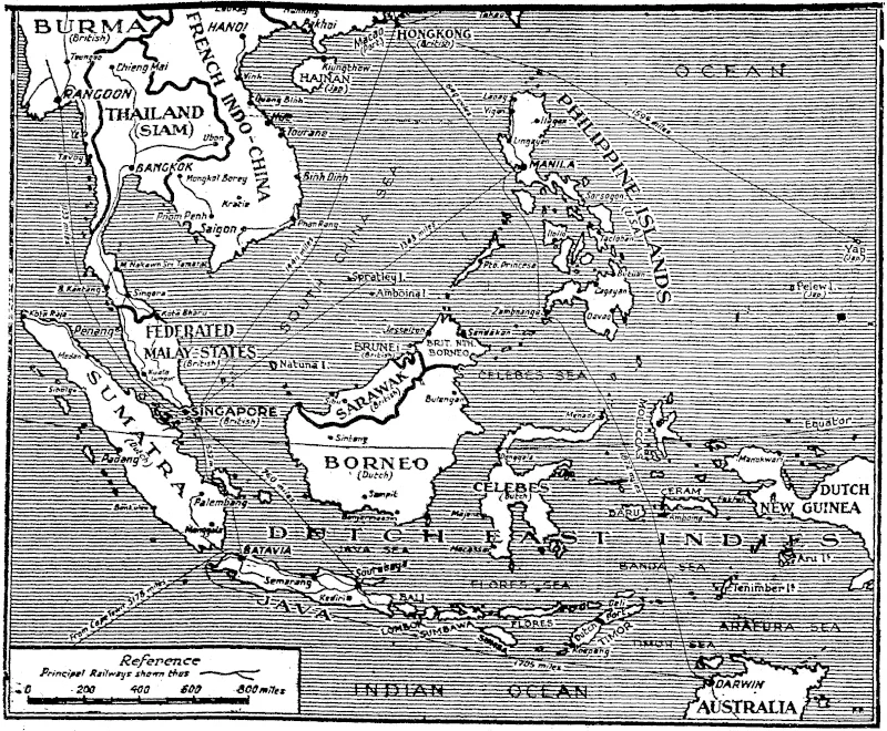Map showing Pelew Island, immediately north of Dutch New Guinea, and Dili, in Portuguese Timor, between which Japan proposes to operate an air service. (Evening Post, 17 October 1941)