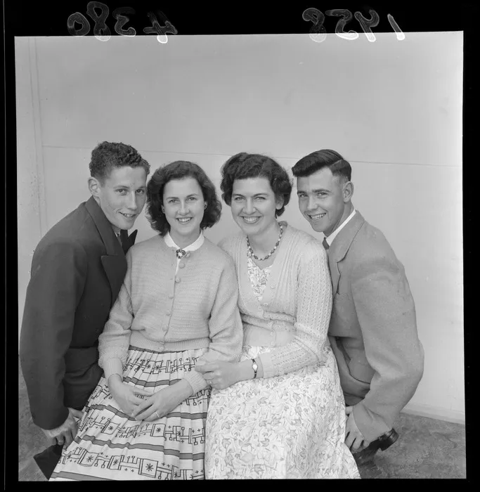 Engagement photograph of two daughters of Sam Cairncross with their fiances