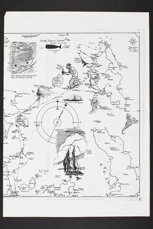 Illustrated chart: Hauraki Gulf and Great Barrier Island